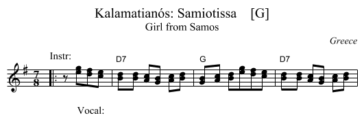 Kalamatian&oacute;s: Samiotissa    [G] - staff notation