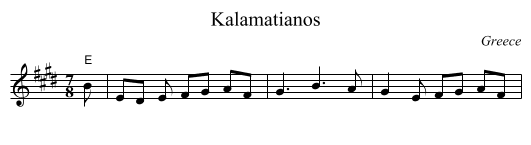Kalamatianos - staff notation