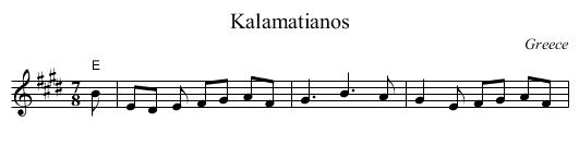 Kalamatianos - staff notation