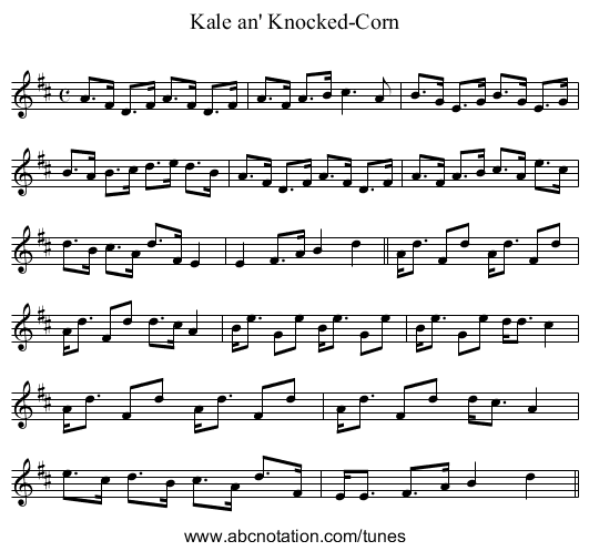 Kale an' Knocked-Corn - staff notation