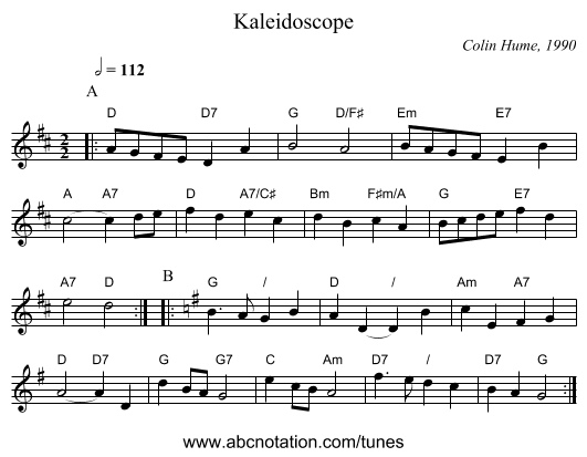 Kaleidoscope - staff notation