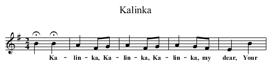 Kalinka - staff notation