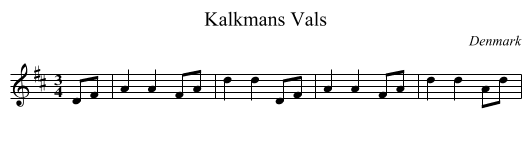 Kalkmans Vals - staff notation