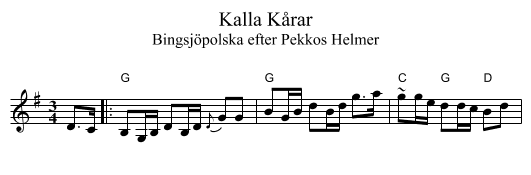 Kalla K&aring;rar - staff notation