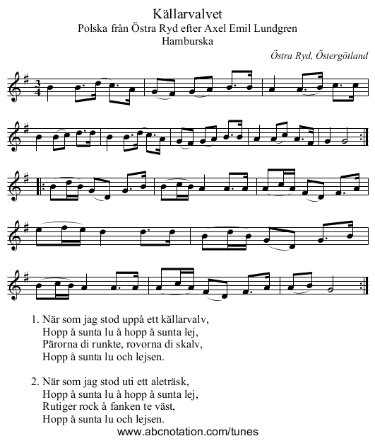 Källarvalvet - staff notation