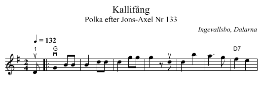 Kallifång - staff notation