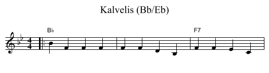 Kalvelis (Bb/Eb) - staff notation