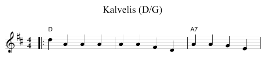 Kalvelis (D/G) - staff notation