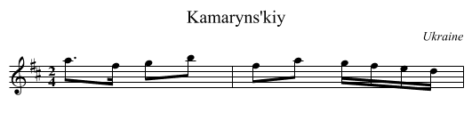 Kamaryns'kiy - staff notation