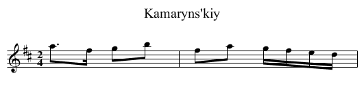 Kamaryns'kiy - staff notation