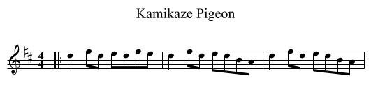 Kamikaze Pigeon - staff notation