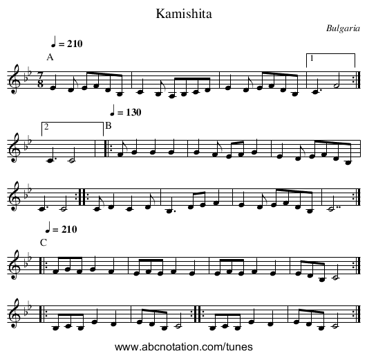 Kamishita - staff notation