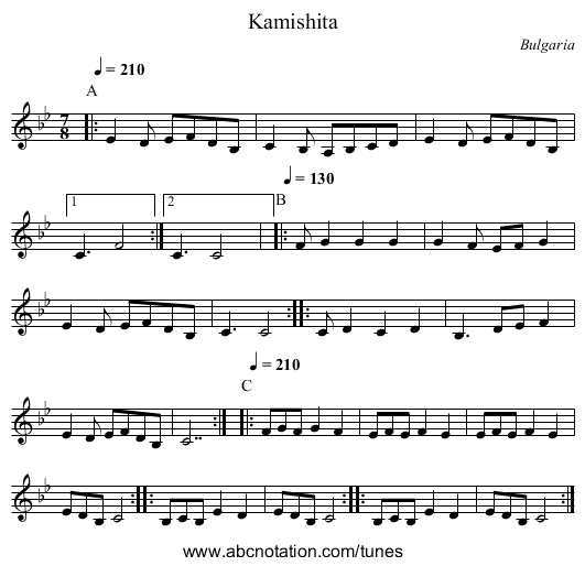 Kamishita - staff notation