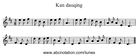 Kan dauqing - staff notation