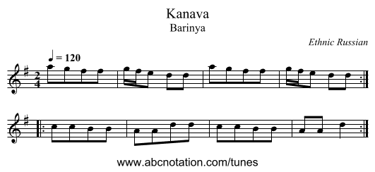 Kanava - staff notation