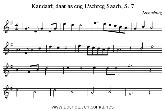 Kandaaf, daat as eng l?schteg Saach, S. 7 - staff notation