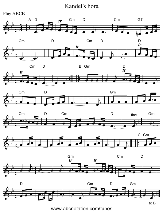 Kandel's hora - staff notation