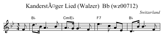 KanderstÃ¤ger Lied (Walzer)  Bb (wz00712) - staff notation