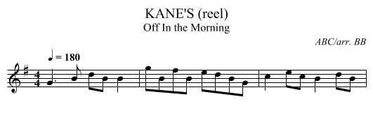 KANE'S (reel) - staff notation