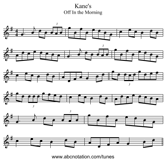 Kane's - staff notation