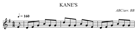 KANE'S - staff notation