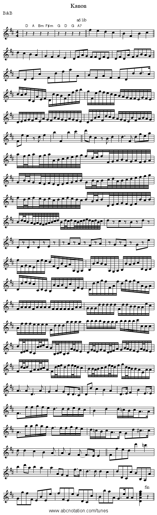 Kanon - staff notation