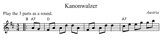 Kanonwalzer - staff notation