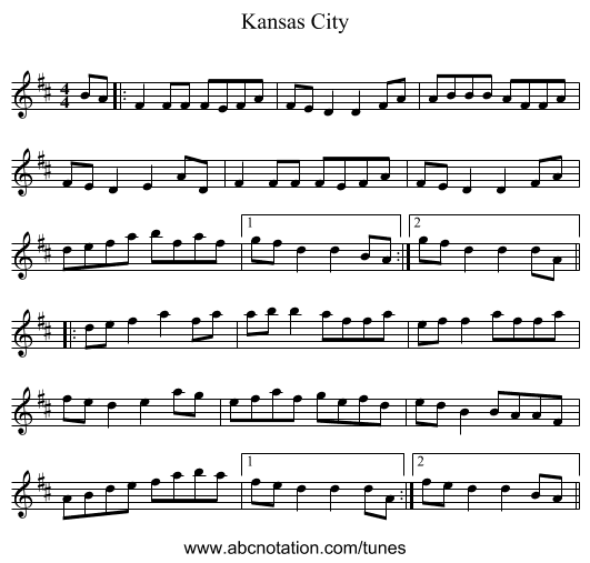 Kansas City - staff notation