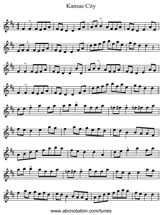 Kansas City - staff notation