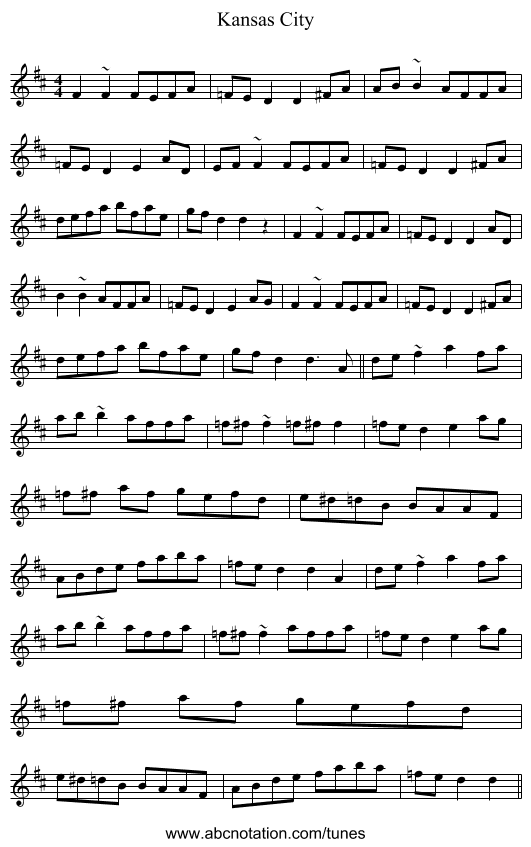 Kansas City - staff notation