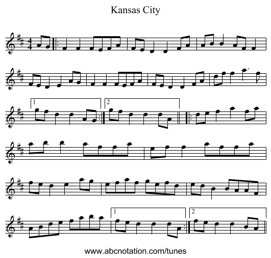 Kansas City - staff notation