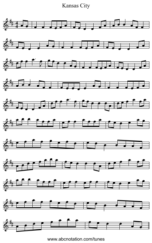 Kansas City - staff notation