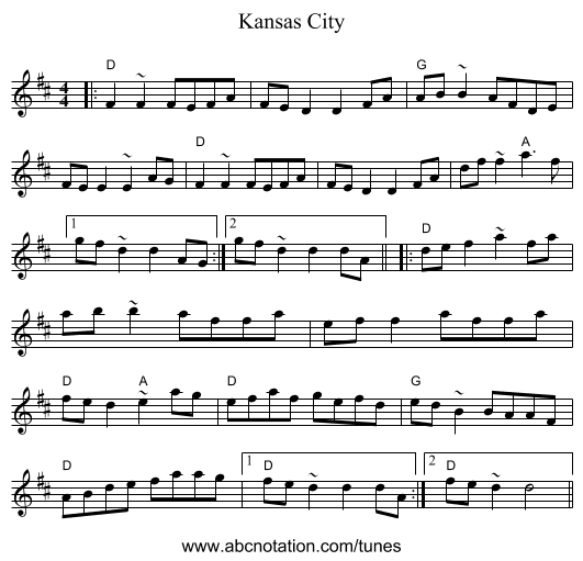 Kansas City - staff notation