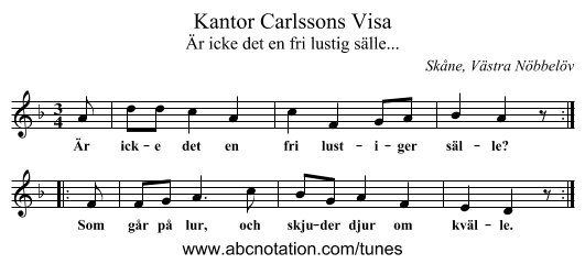 Kantor Carlssons Visa - staff notation