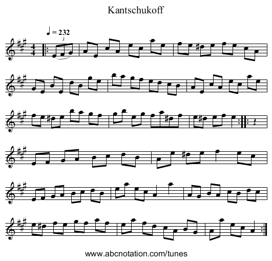 Kantschukoff - staff notation
