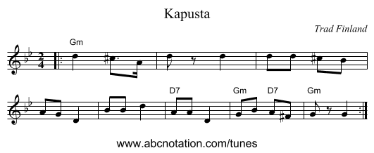Kapusta - staff notation