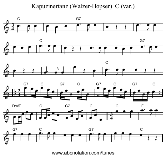 Kapuzinertanz (Walzer-Hopser)  C (var.) - staff notation