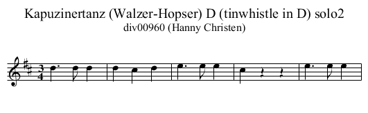 Kapuzinertanz (Walzer-Hopser) D (tinwhistle in D) solo2 - staff notation