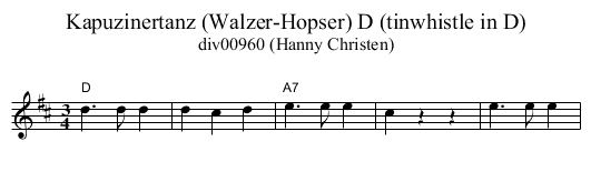 Kapuzinertanz (Walzer-Hopser) D (tinwhistle in D) - staff notation