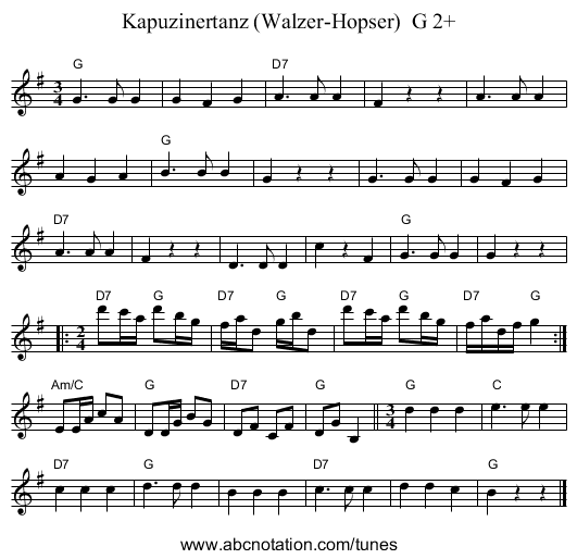 Kapuzinertanz (Walzer-Hopser)  G 2+ - staff notation