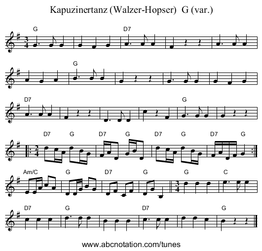 Kapuzinertanz (Walzer-Hopser)  G (var.) - staff notation
