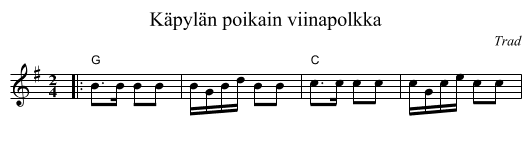 K&auml;pyl&auml;n poikain viinapolkka - staff notation