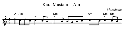 Kara Mustafa   [Am] - staff notation