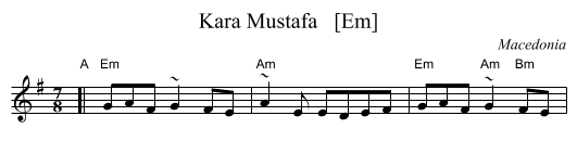 Kara Mustafa   [Em] - staff notation