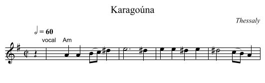 Karago&uacute;na - staff notation