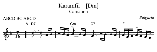Karamfil    [Dm] - staff notation