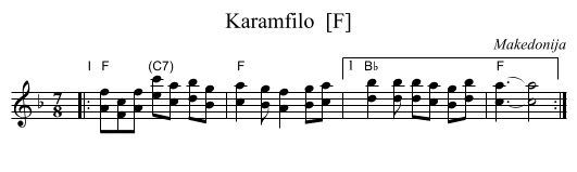 Karamfilo  [F] - staff notation