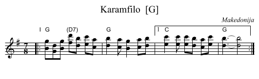 Karamfilo  [G] - staff notation