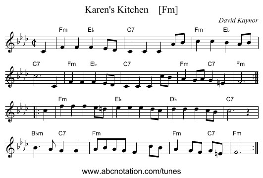 Karen's Kitchen    [Fm] - staff notation