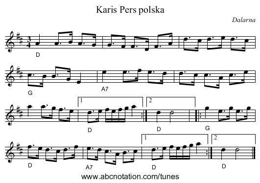 Karis Pers polska - staff notation